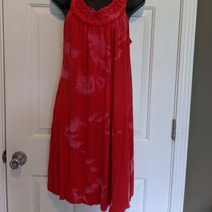 Flowy red bleach dyed dress